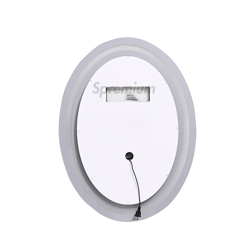 Wall Mounted Battery-Powered LED Bathroom Mirror with Smart Defog Oval Design Includes Bathroom Light Lamp