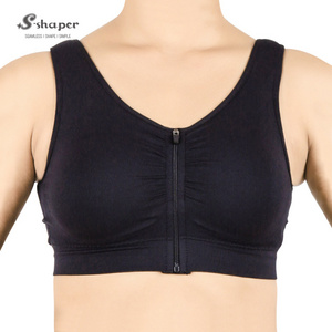 Custom Hot Sex Women Black Padded Blank Crane High Impact Reversible Front Zip Sports Bra