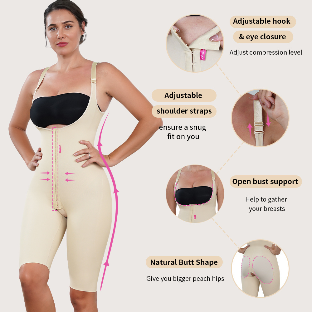 S-SHAPER BBL Stage 2 Fajas Colombianas Para Mujer Post Surgery Full Body Butt Shapewear With Zipper De Body Shaper For Women