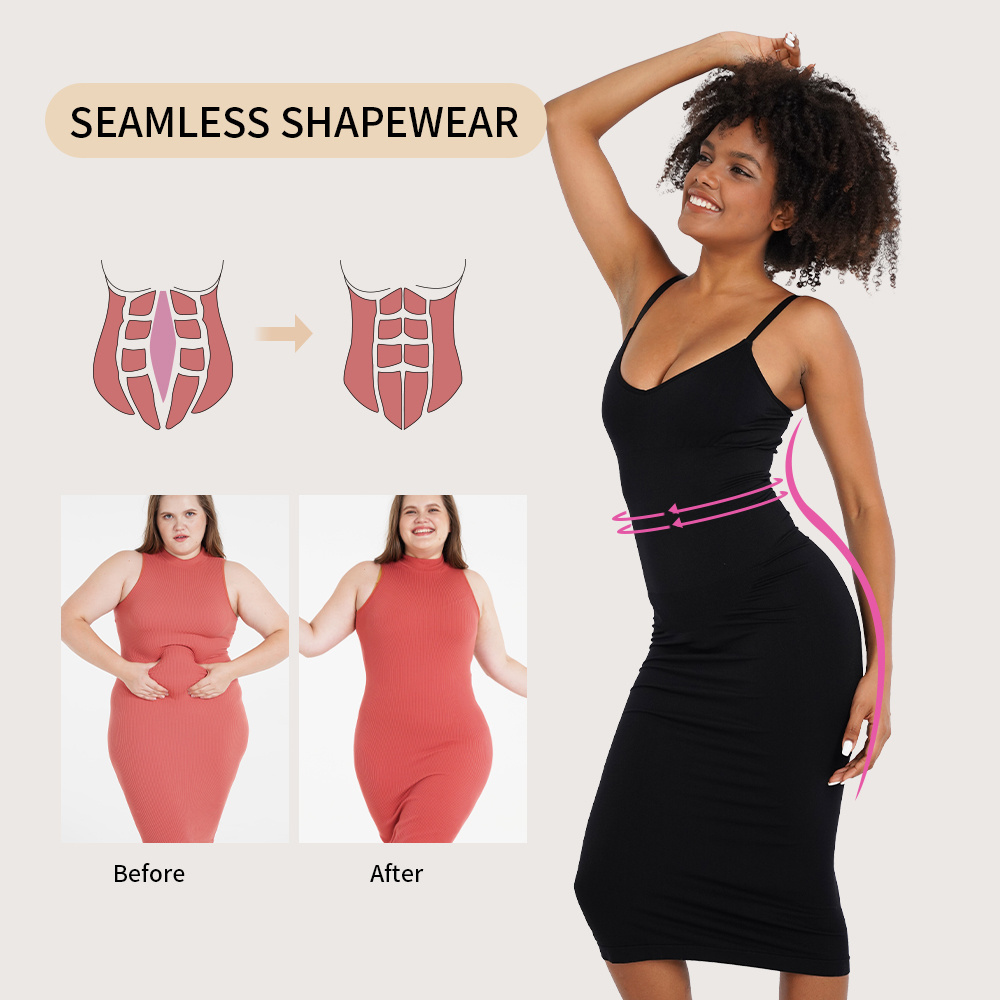 S-SHAPER Seamless Backless Compressed Tummy Control Hourglass Maxi Body Built In Shapewear Dress Bodycon Shaper For Women