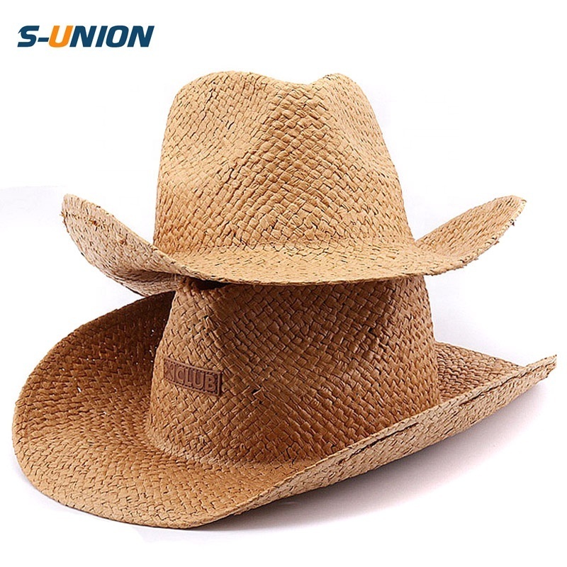 S-UNION Promotion good quality summer sun custom decoration cowgirl hats and mens straw cowboy hats for sale