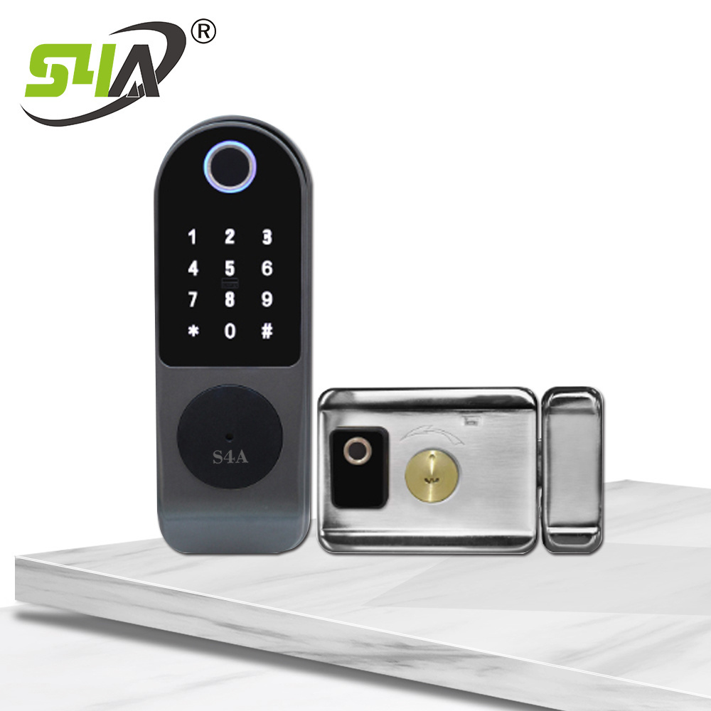 Tuya APP WiFi Smart Home Electronic Electric Keyless Keypad Deadbolt Door Rim Lock Fingerprint Door Lock