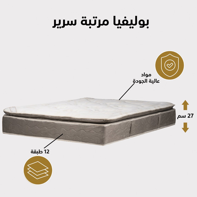 Sound sleep top quality Polivia | Bed Mattress 12 Layers - Hight 27 cm - Size 200x200 cm for sale