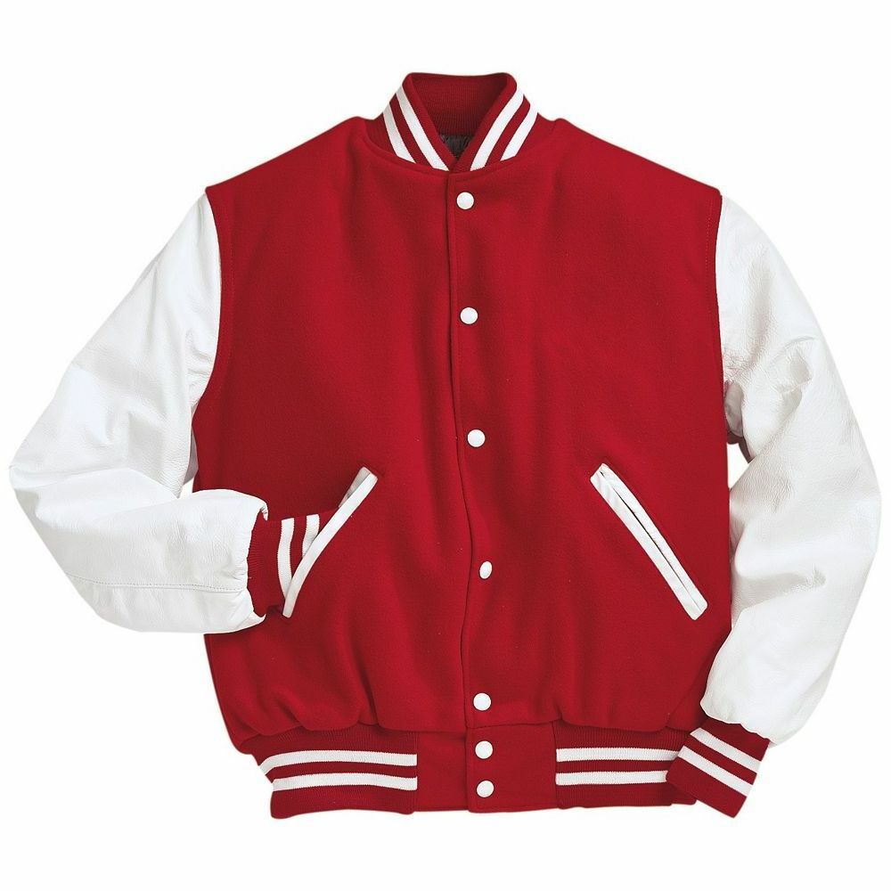 Red and White Letterman jacket with white sleeves high quality letterman jacket with comfortable feel OEM Customized