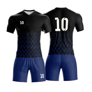 Dark Blue and Black Soccer Jersey and Short High Quality Soccer Kit / Custom design  logo and size