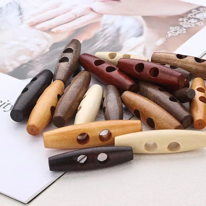 Custom High Quality Nature Color Wooden Bamboo Shape Toggle Button for Coat and Jackets from Indian Exporter