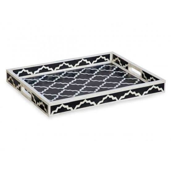 Latest Design Top Quality Handcrafted Natural Bone Inlay Rectangular Serving Tray for Home Restaurants Hotel Use