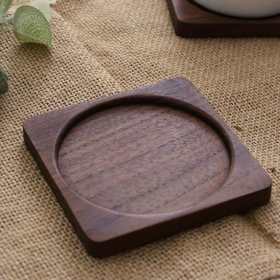 Home Tabletop Decoration Tea Coasters Wooden Mats And Pads Resin and wood Coasters For Drink Glass Coaster Natural Polish