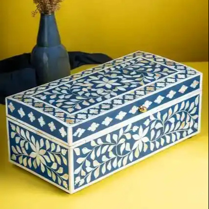 Unique Handmade Top Quality Blue Mother Of Pearl Inlaid Jewelry Box For Gifting Purpose gift for women by S A And Sons