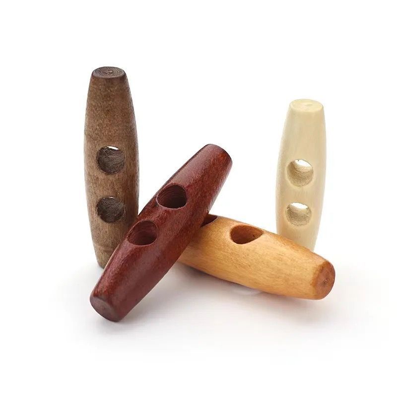 Custom High Quality Nature Color Wooden Bamboo Shape Toggle Button for Coat and Jackets from Indian Exporter