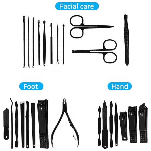 Custom Logo 26pcs Manicure Sets Nail Clippers Kit Stainless Steel Professional Grooming Nail Cutter Set Pedicure Tool