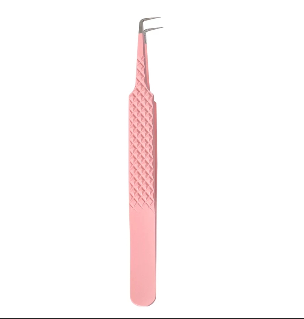 Wholesale custom logo fiber tips eyelash tweezers volume lash tweezer strong hold easy to pick lash extension tweezers