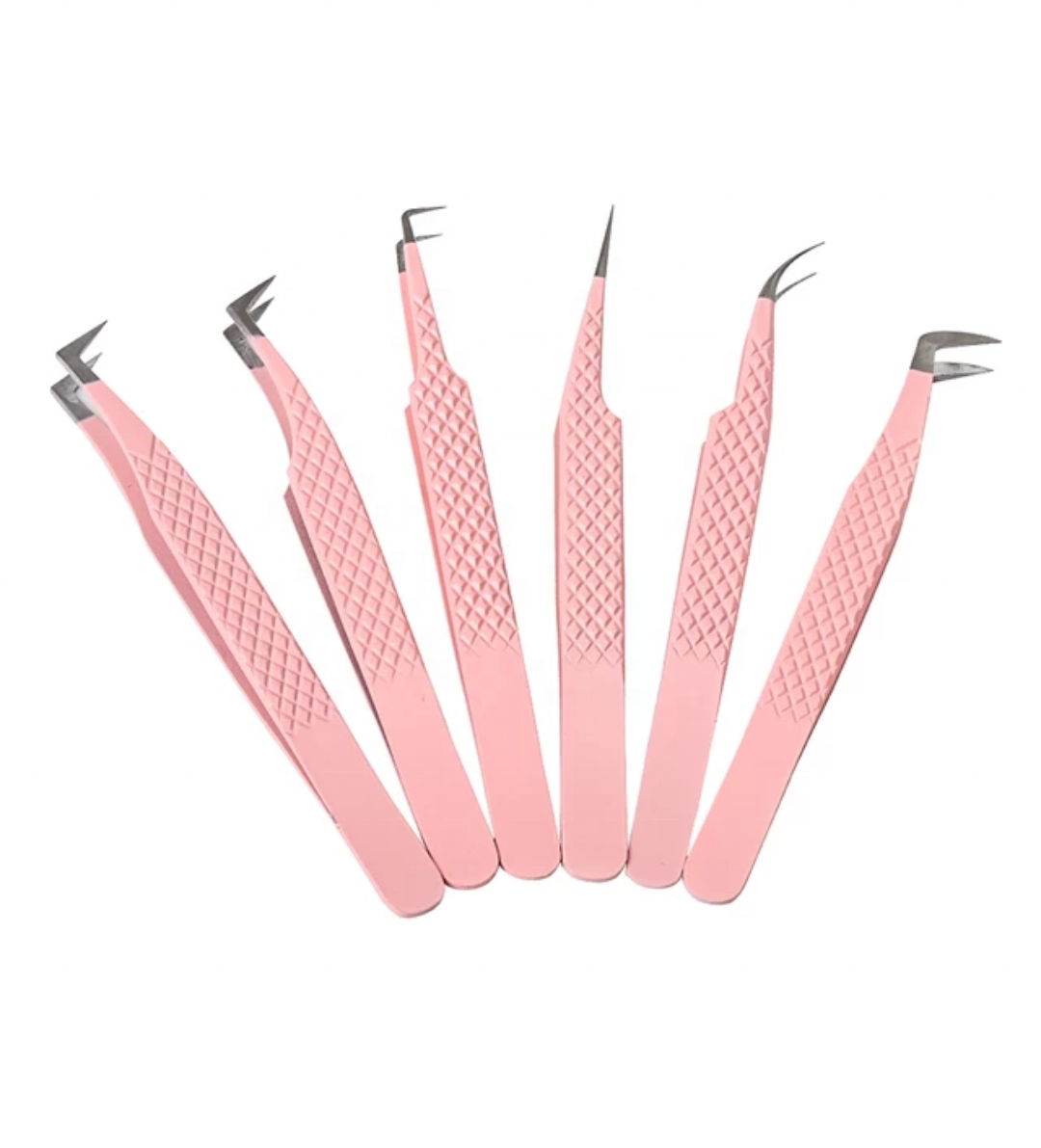 Wholesale custom logo fiber tips eyelash tweezers volume lash tweezer strong hold easy to pick lash extension tweezers