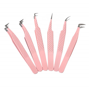 Wholesale custom logo fiber tips eyelash tweezers volume lash tweezer strong hold easy to pick lash extension tweezers