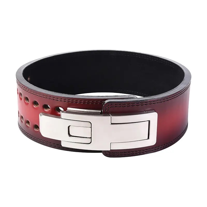 Customized Weight Lifting Leather Lever Buckle Belt Power Lifting Belt / 4