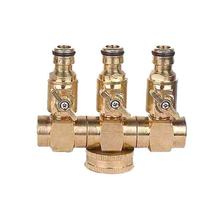 Metal Garden Hose Accessories GH3V 3 Ways Shut Off Garden Valve Garden Hose Connector