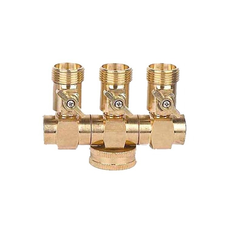 Metal Garden Hose Accessories GH3V 3 Ways Shut Off Garden Valve Garden Hose Connector