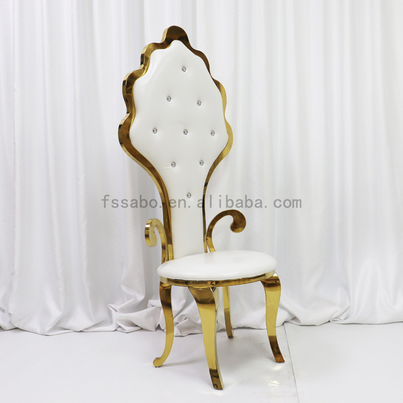 Crown Stainless Steel Frame round Back Carved Dining Chair for Weddings Banquets Parties with Metal Resin Material