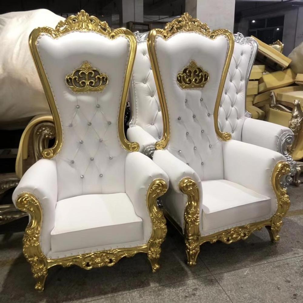 modern comfortable gold luxury wedding king and queen royal throne chair for wedding events