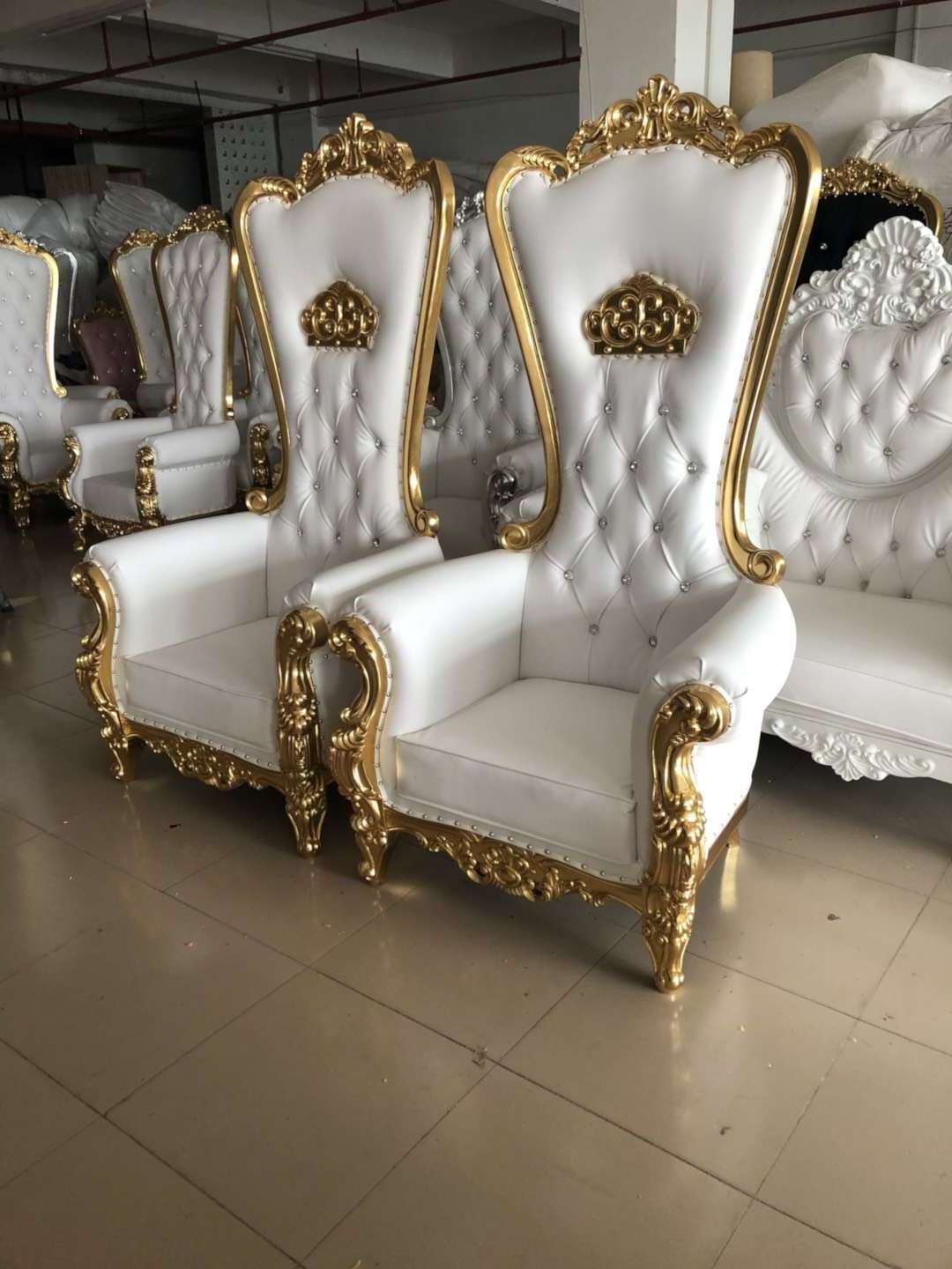 modern comfortable gold luxury wedding king and queen royal throne chair for wedding events