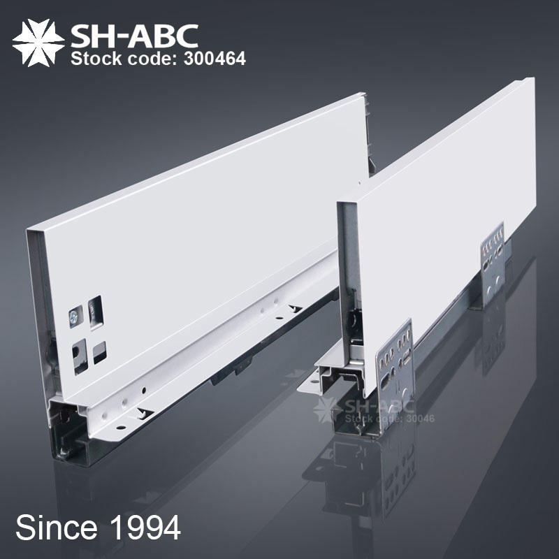 SH-ABC Height 199mm 40kgs soft closing full extension Slim tandem kitchen drawer slides system double wall drawer CBZ199-500