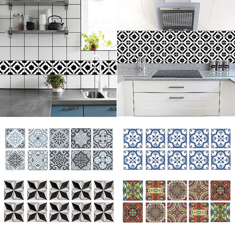 Bathroom kitchen home decoration wall stickers peel and stick tile decals Removable self-adhesive tile stickers