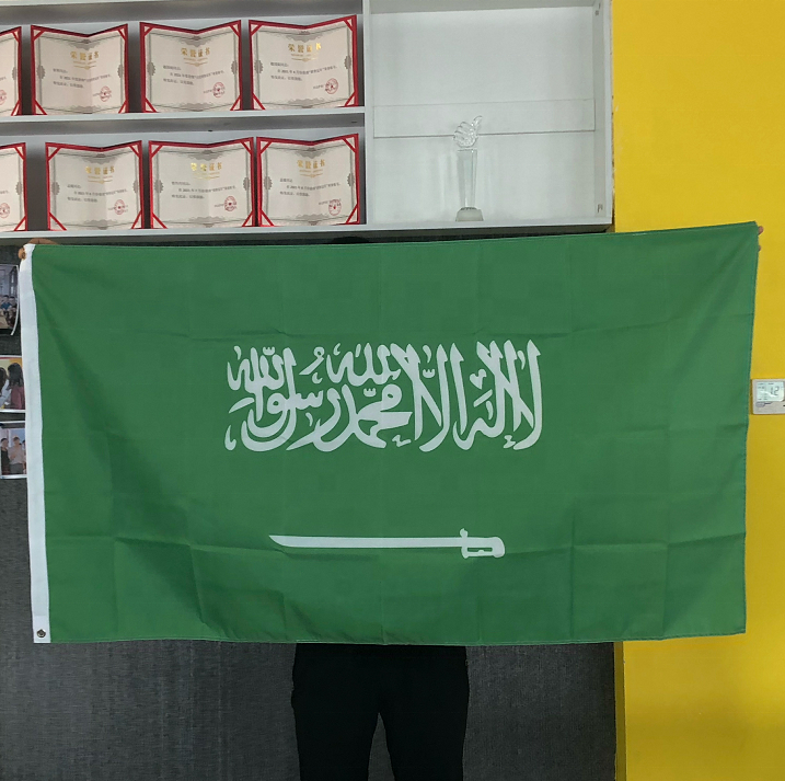 Cheap Factory Made Country National Polyester Green Flags Printing Outdoor Flying 3x5ft Large Saudi Arabia flag