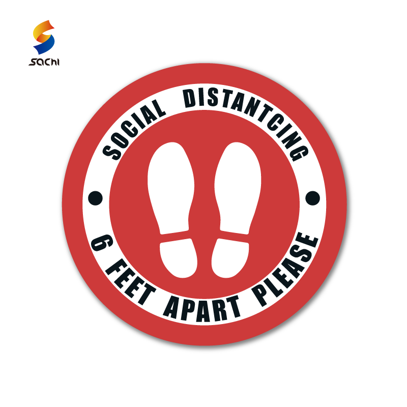 Self Adhesive 3d Social Distancing Floor Sticker 12 inch Floor Please Keep 6 Feet Safety Decal for Business Retailers