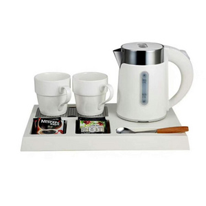 Sachikoo 0.6L Small Capacity Hotel Melamine Tray Electric Kettle and Teapot Set