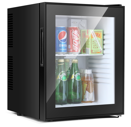 Cost-effective hotel foaming and glass minibar fridge with multiple type of plugs