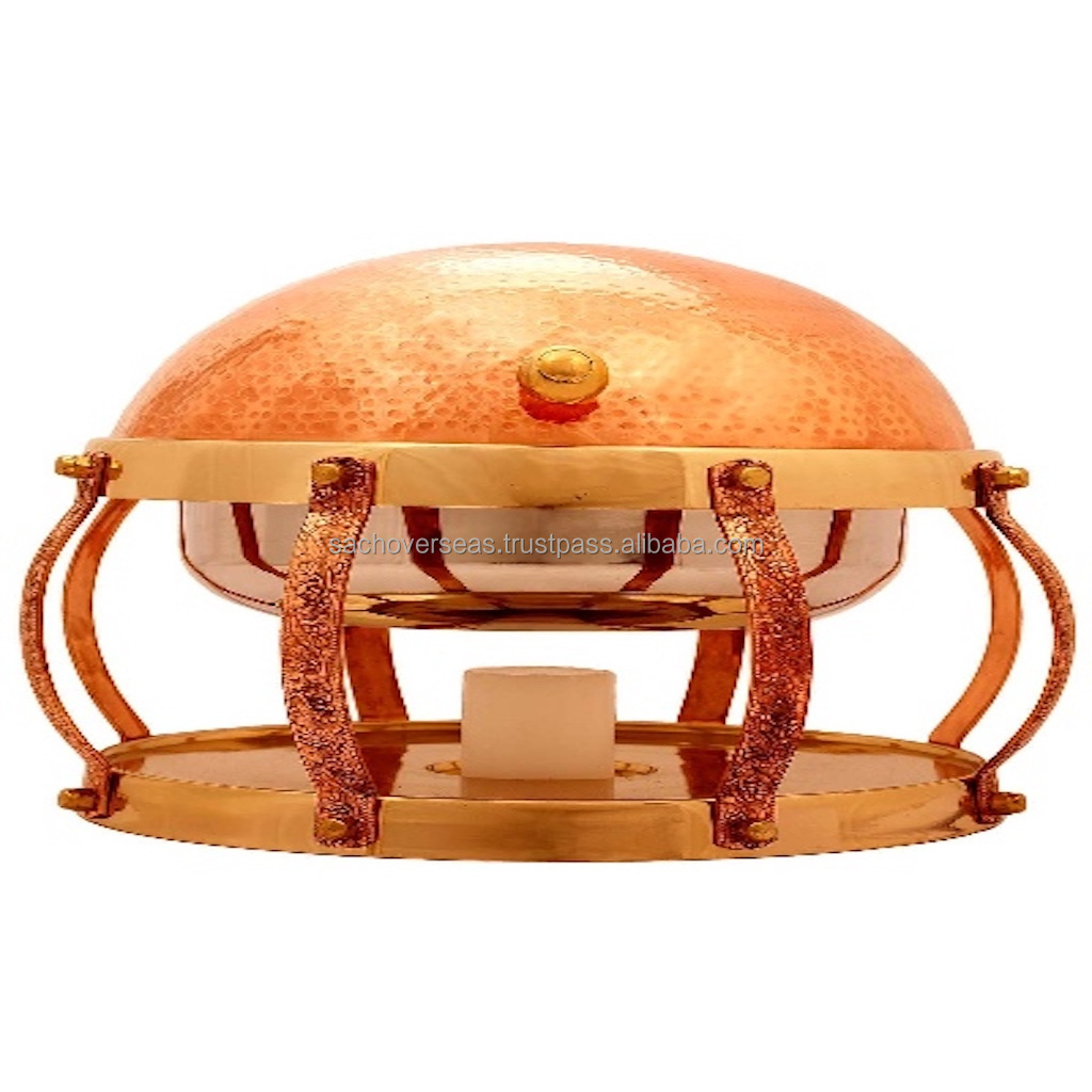 Luxurious Antique Design Copper Chafing Dish With Lid  and Brass Stand