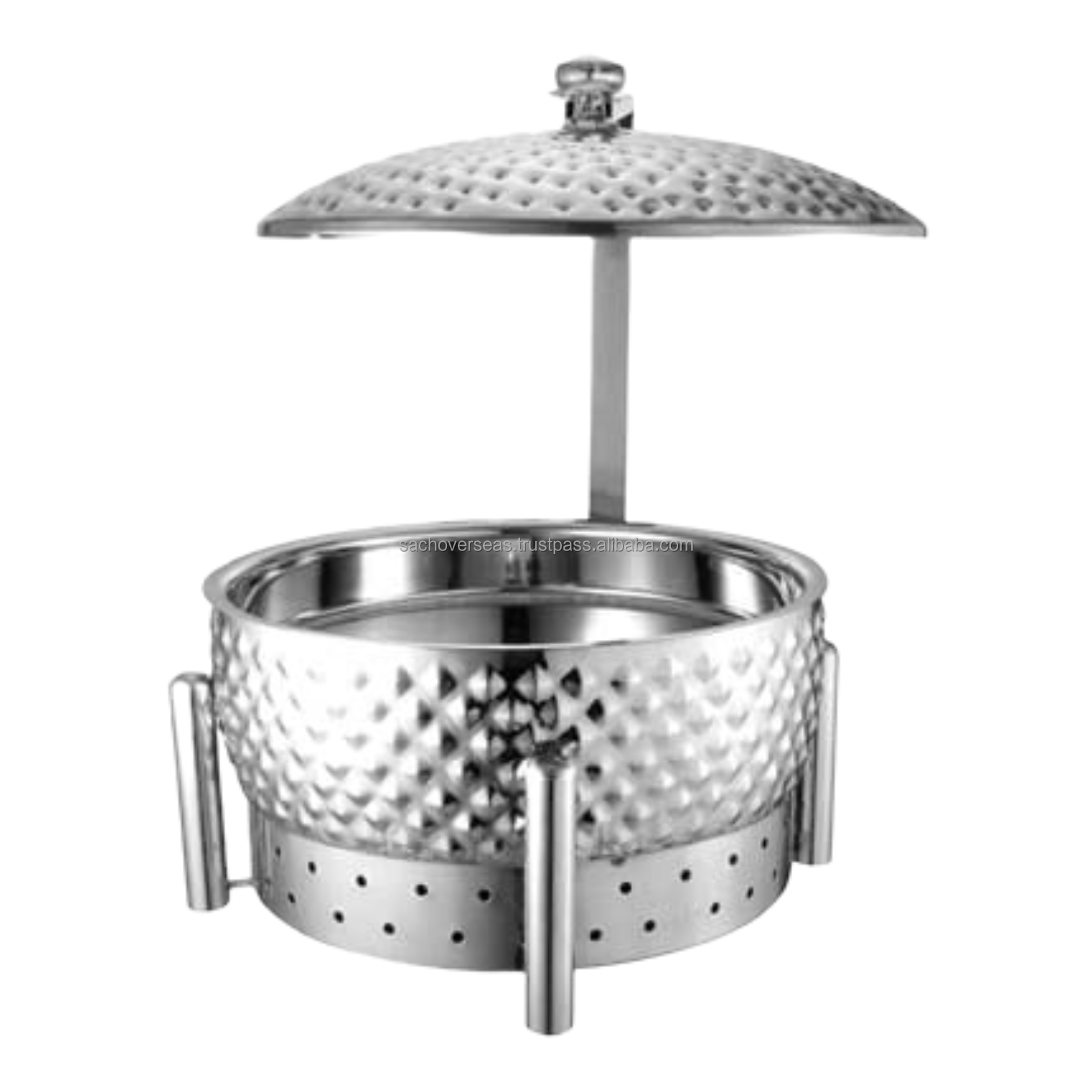 304 Food Grade Stainless Steel Chafing Dish With Floral Carving and Golden Polish