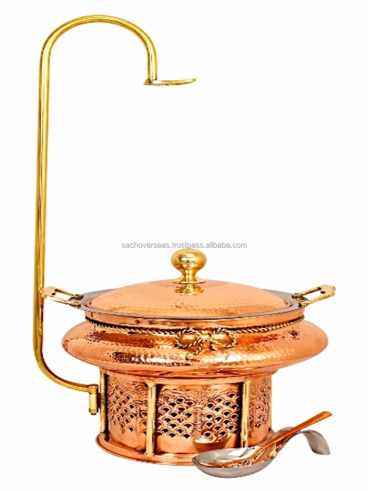 Luxurious Antique Design Copper Chafing Dish With Lid  and Brass Stand