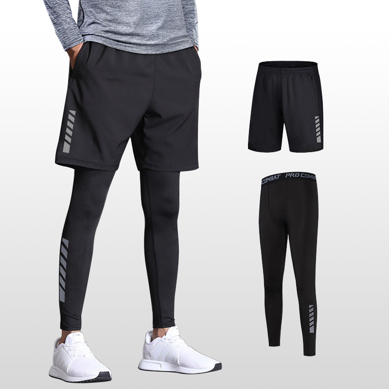 Drop Shipping Legging for Man Custom Logo Fitness Legging Men 2 pcs Shorts and Legging Sets Active Jogger Sets Pants