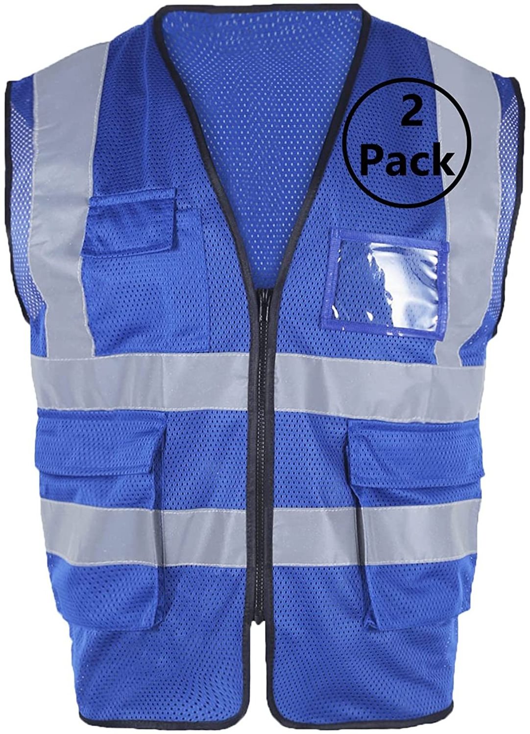 Safety Vest for Men with Pockets and Zipper High Visibility Mesh Reflective Work Vest