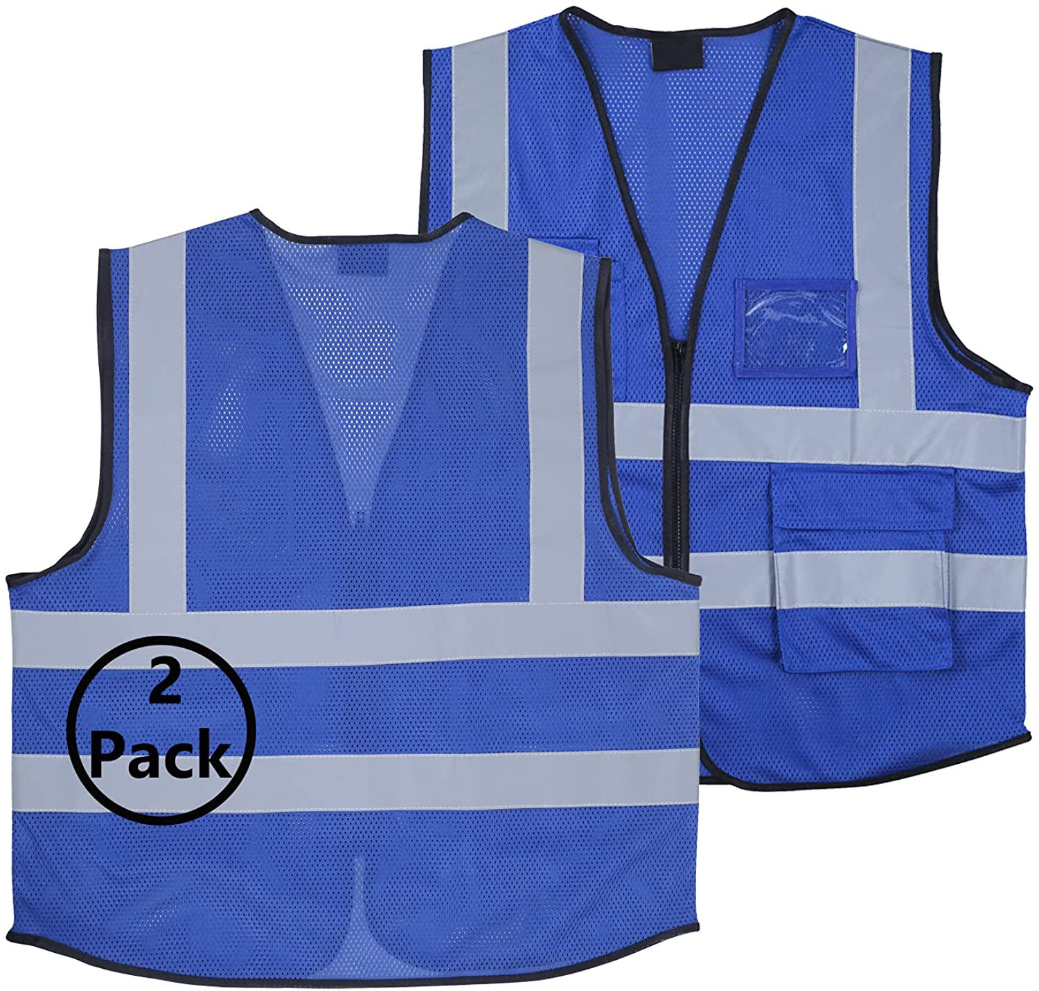 Safety Vest for Men with Pockets and Zipper High Visibility Mesh Reflective Work Vest