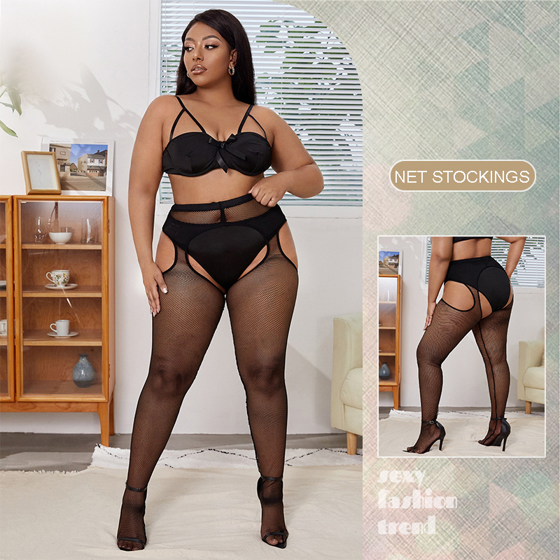 China wholesale fat women plus size stockings nylon cut out pantyhose SH80