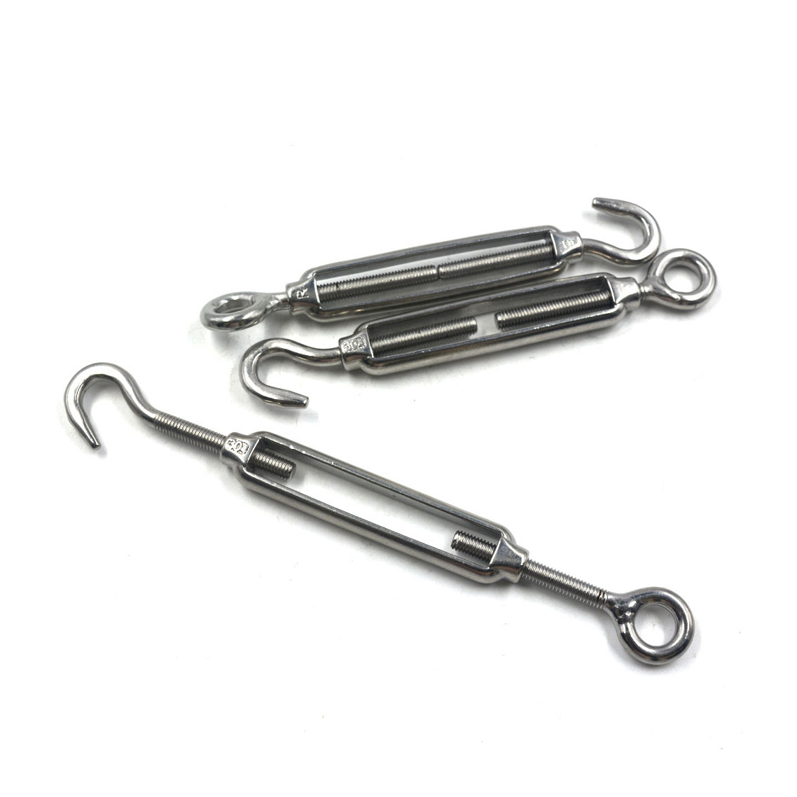 Oem Hardware Hook Eye M10 M16 304 Stainless Steel Us Type Turn Buckle Turnbuckle Hook Eye Heavy Duty Wire Rop 30mm M6