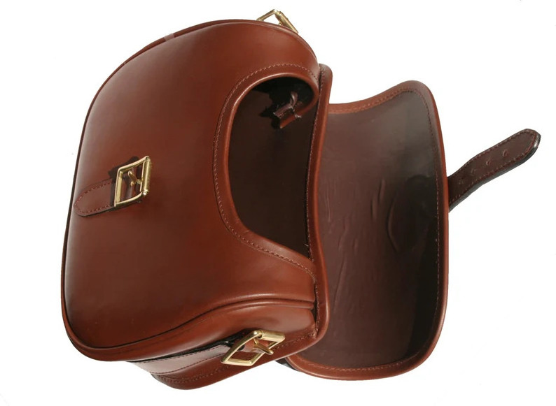 Hunting Shooting Cartridge Belt Bag - Dark Tan Cowhide Leather Cartridge Bag