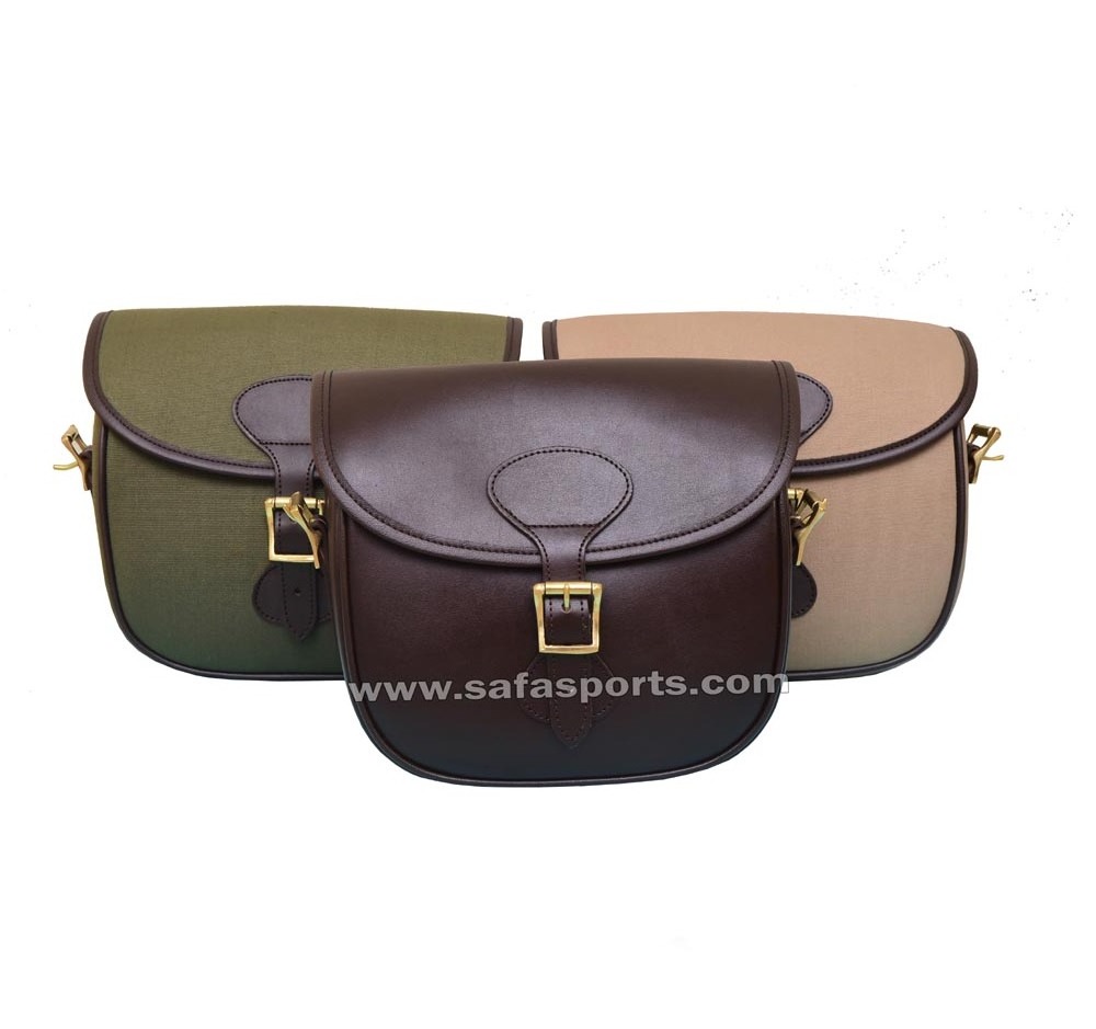 Hunting Shooting Cartridge Belt Bag - Dark Tan Cowhide Leather Cartridge Bag