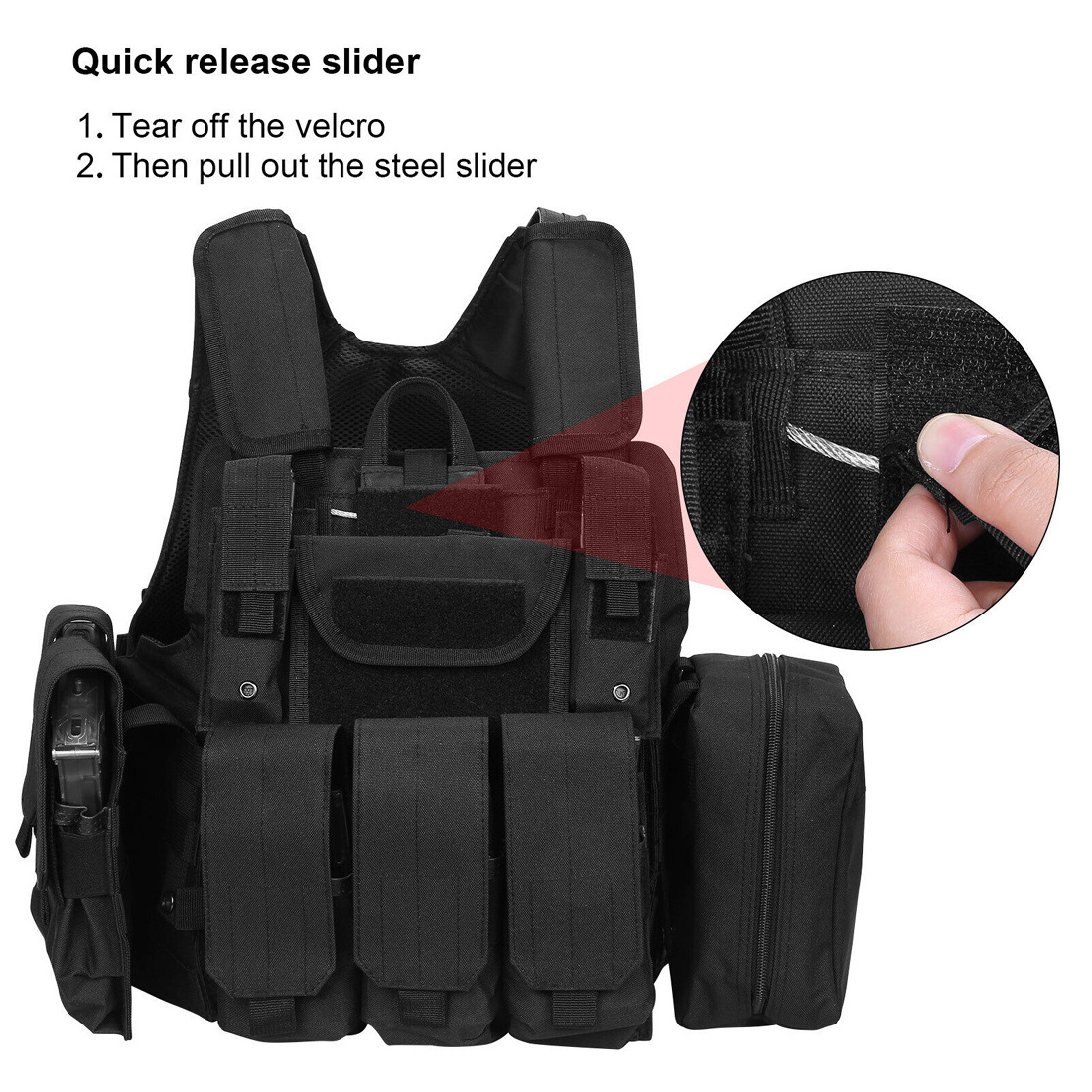 2023 hot Sale Quick Release Tactical hunting black tacticaal vest