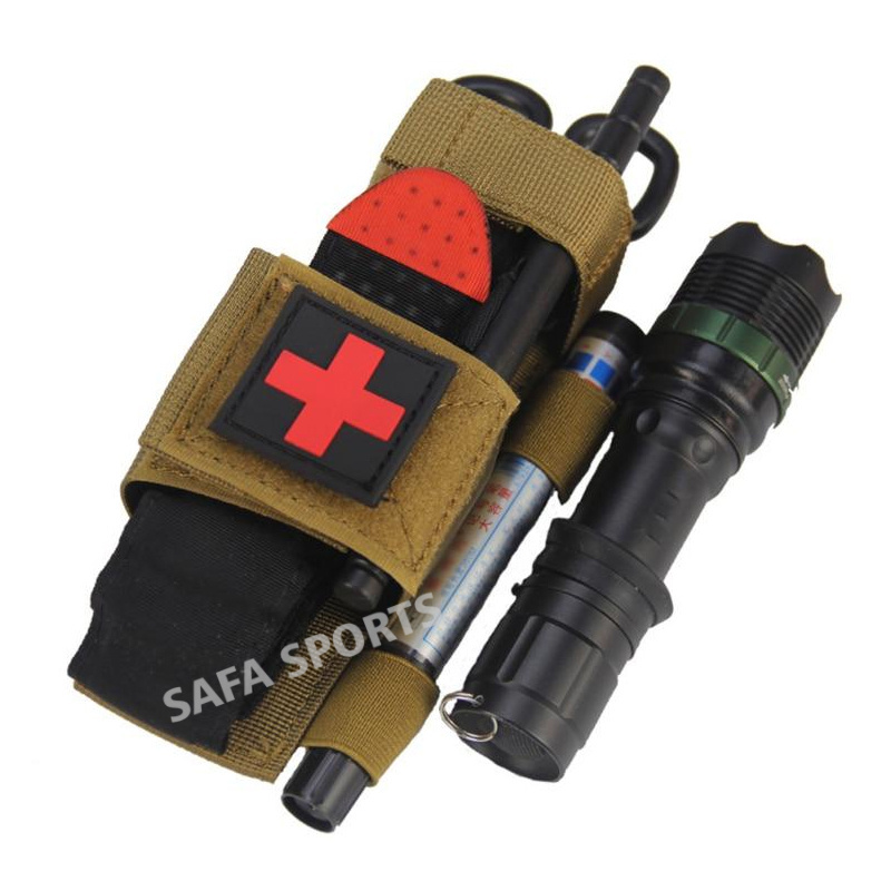 Flashlight Scissors Hanging Bag Outdoor Hiking First Aid Quick Slow Release Buckle Medical  Tactical Tourniquet Strap