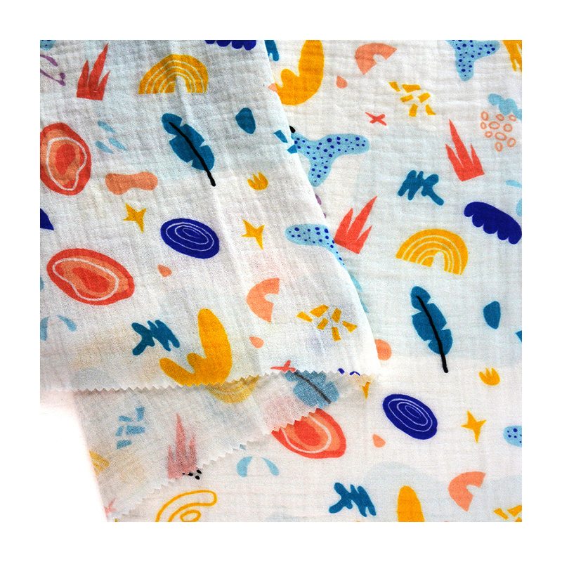 Wholesale Organic 100% Cotton Custom Digital Print Floral  Double Gauze Muslin Fabric in Good Quality for Baby