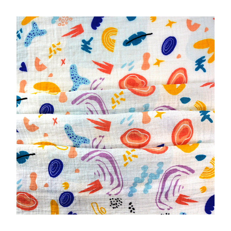 Wholesale Organic 100% Cotton Custom Digital Print Floral  Double Gauze Muslin Fabric in Good Quality for Baby