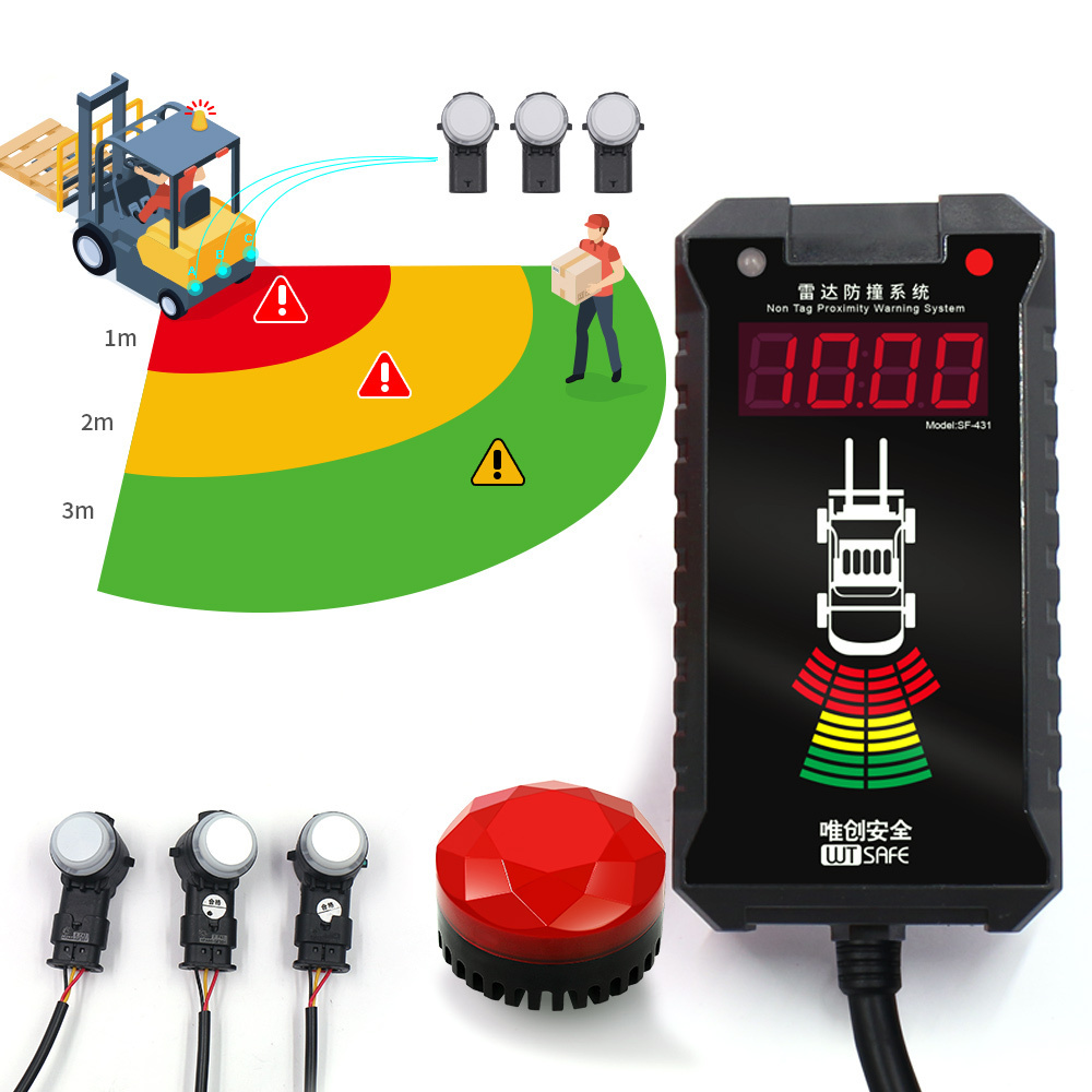 Factory industrial vehicles forklift collision sensor alarm radar personnel proximity detection system with ultrasonic radar