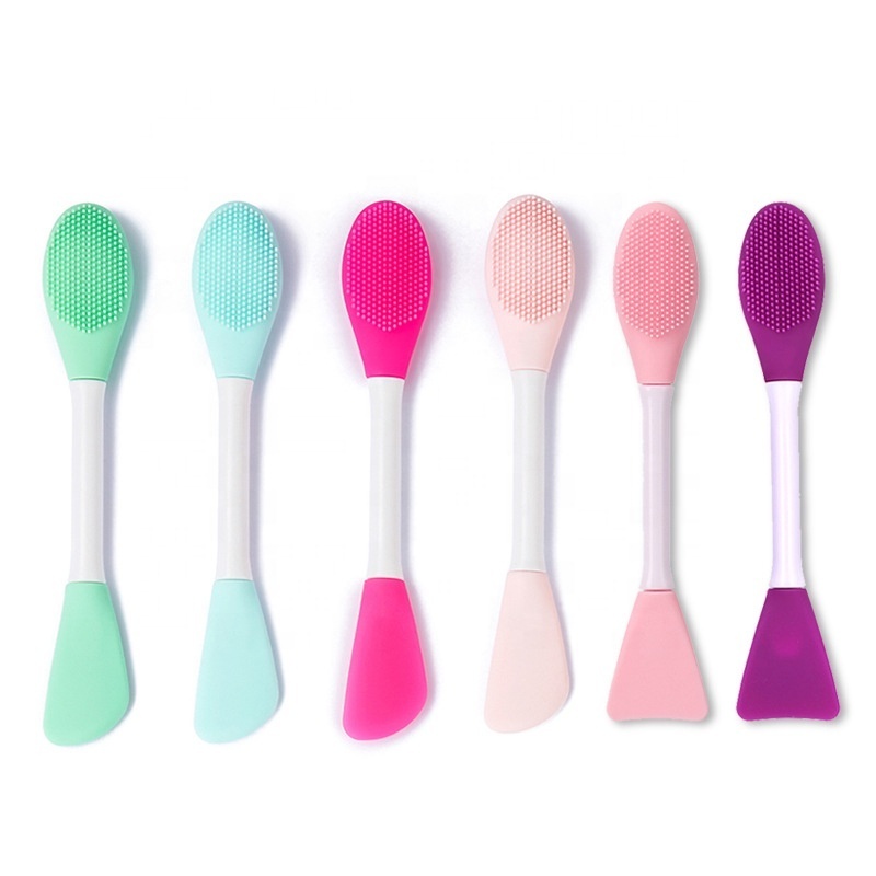 Bathroom Make up Tool Face Wash And Cleansing Massage Mask Application Silicone Facial Mask Brush with plastic handle material