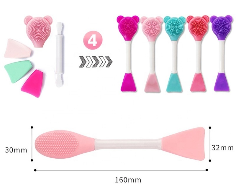 Bathroom Make up Tool Face Wash And Cleansing Massage Mask Application Silicone Facial Mask Brush with plastic handle material