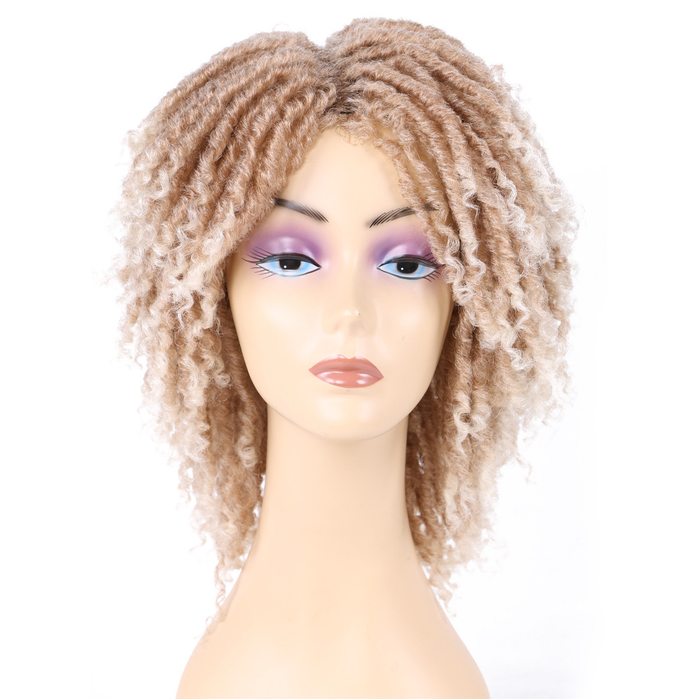 Low temperature Synthetic Hair Wigs for Black Women African Short Dreadlocks Wig Faux Locs Crochet Hair Braided Wigs