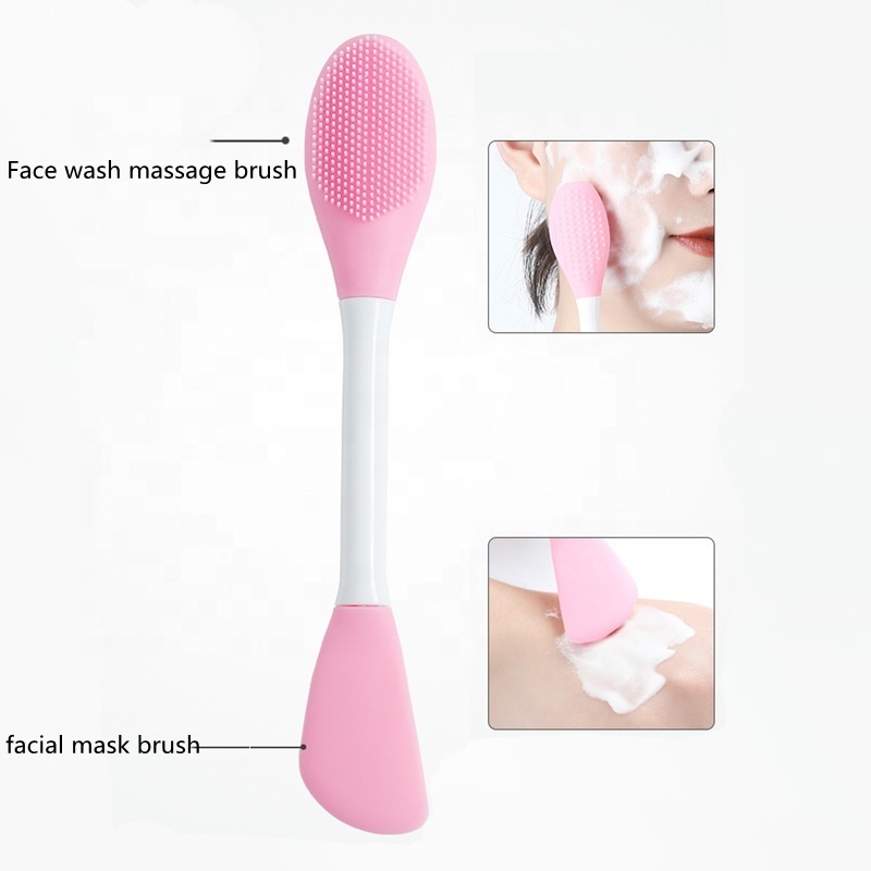 Bathroom Make up Tool Face Wash And Cleansing Massage Mask Application Silicone Facial Mask Brush with plastic handle material