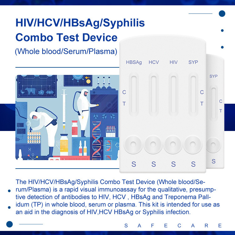 Safecare HIV HCV HBsAg Syphilis Combo Rapid Diagnostics Test Kit